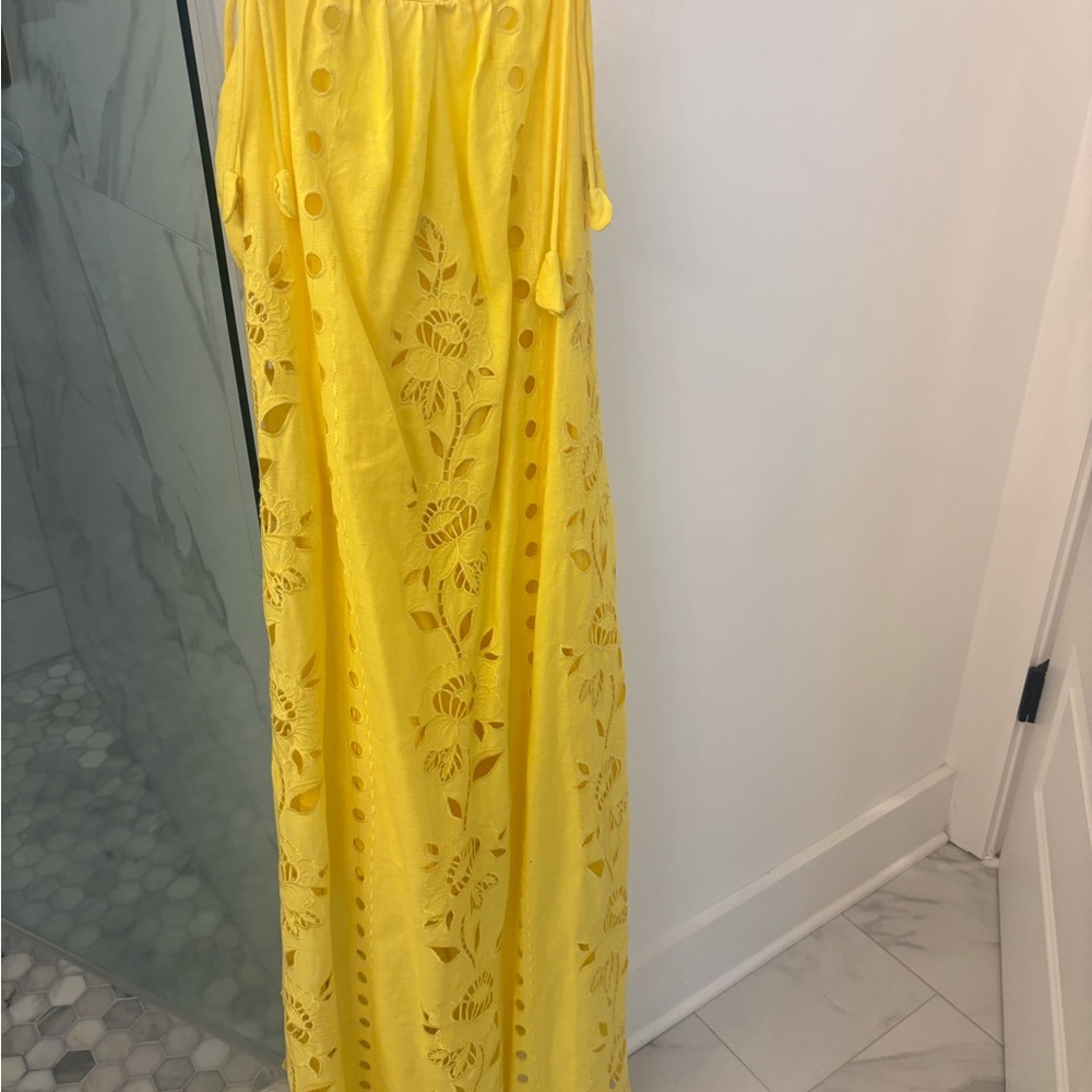 Farm RioBright Yellow Eyelet Maxi Dress